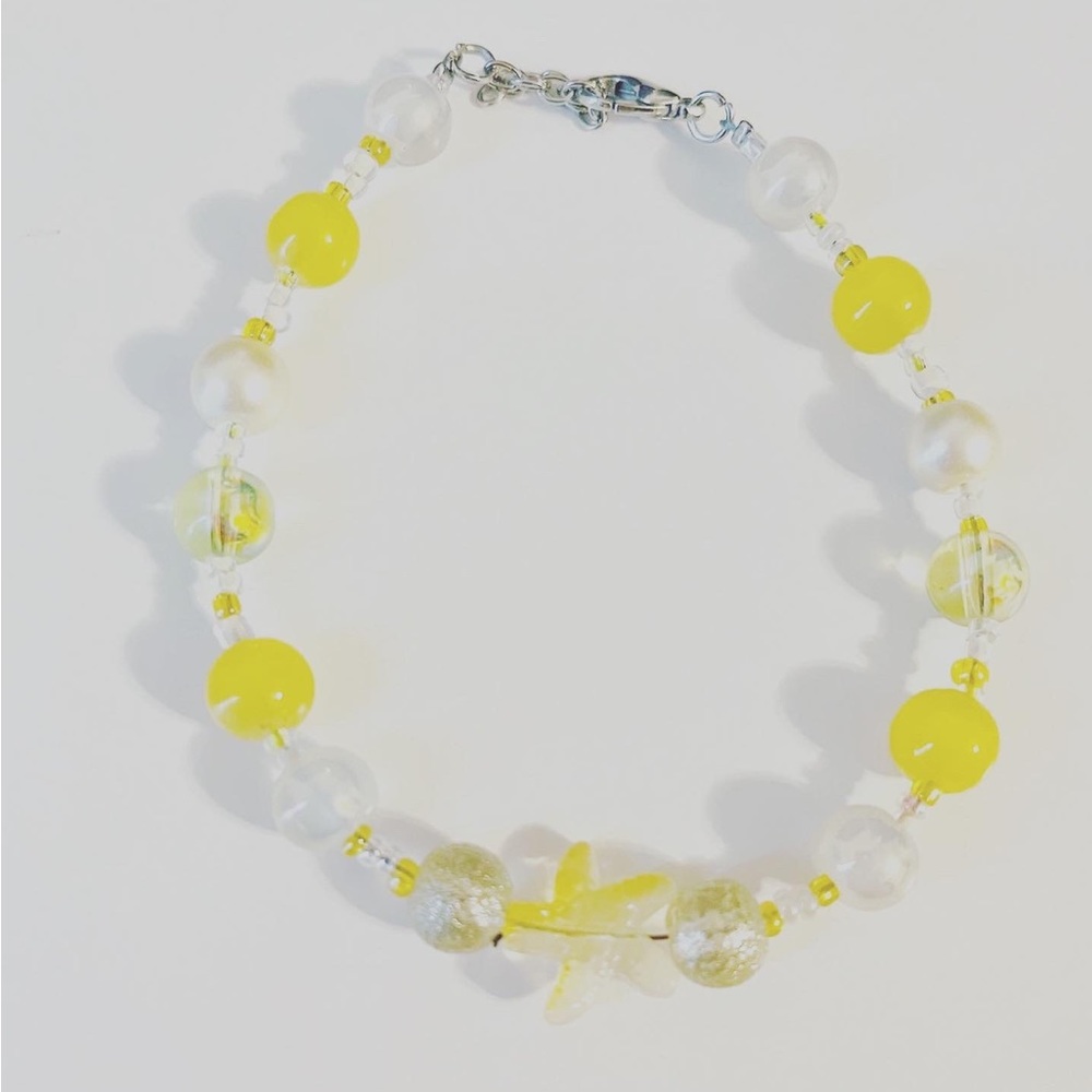 Yellow Pearl Starfish Adjustable Bracelet
